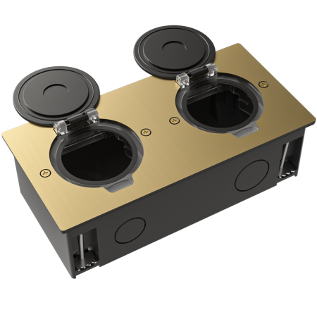 Лючок Surface 4 мод. (2 мод. 45х45 мм.), круглая крышка, золото, IP44