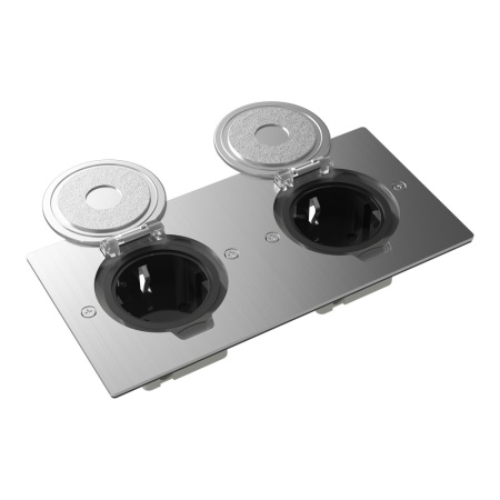 Лючок Surface 4 мод. (2 мод. 45х45 мм.), круглая крышка, полированное серебро, IP44