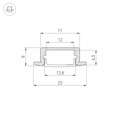 Arlight Профиль LINE-2308-F-2000 ANOD GOLD (Алюминий)