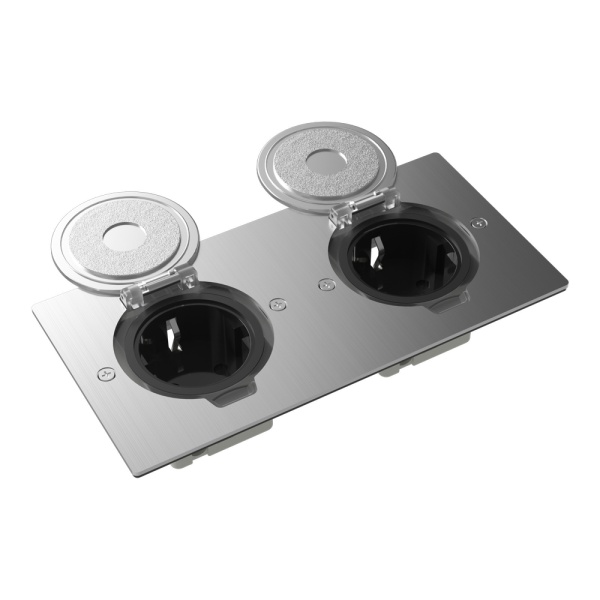 Лючок Surface 4 мод. (2 мод. 45х45 мм.), круглая крышка, полированное серебро, IP44