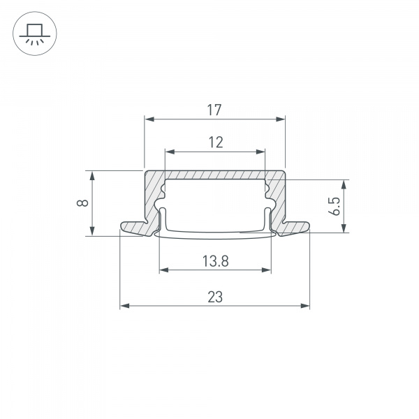 Arlight Профиль LINE-2308-F-2000 WHITE (Алюминий)