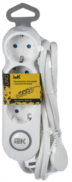 IEK UNO Удлинитель У03В 3 места 2P+PE/3м 3х1,5мм2 16А/250В UNO