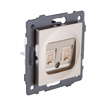 Розетка двойная Ethernet RJ45 Cat.6, золотой Kollinger REA-015GD для Aspekt, Eleganz, Reflex