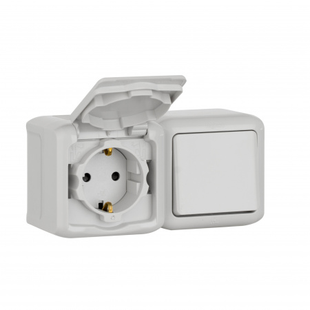 Legrand Quteo Сер Блок Выключатель 1-кл+роз с/з с шт IP44