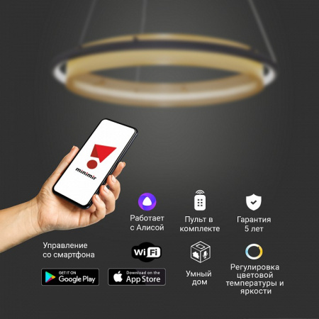 Умный подвесной светильник 90241/1 черный / золото Eurosvet Imperio