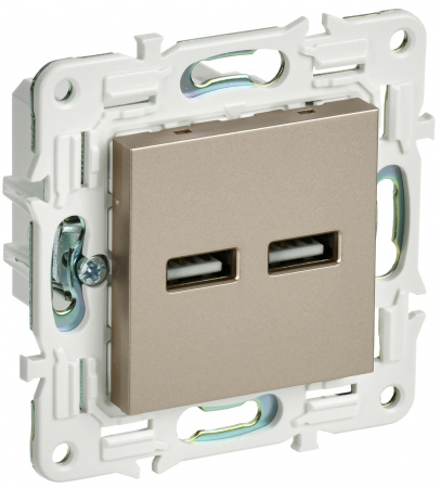 IEK SKANDY Шампань Розетка USB A+A 3,1А SK-R15Sh