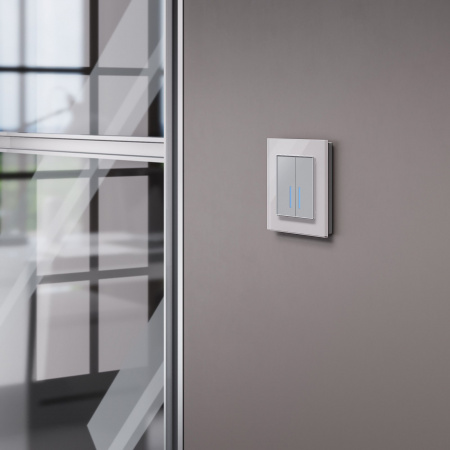 Сенсорный выключатель двухклавишный с подсветкой (серебряный) W4520106