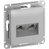 SE AtlasDesign АлюминийРозетка двойная комп RJ45+RJ45, кат.6А, механизм