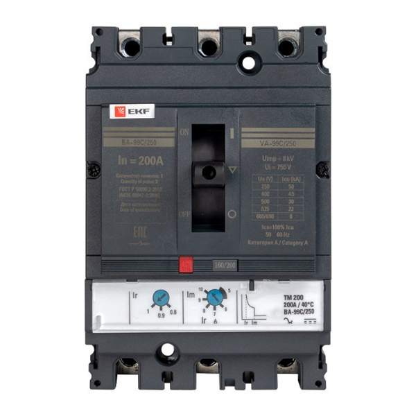 EKF PROxima Автоматический выключатель ВА-99C (Compact NS) 250/200А 3P 45кА