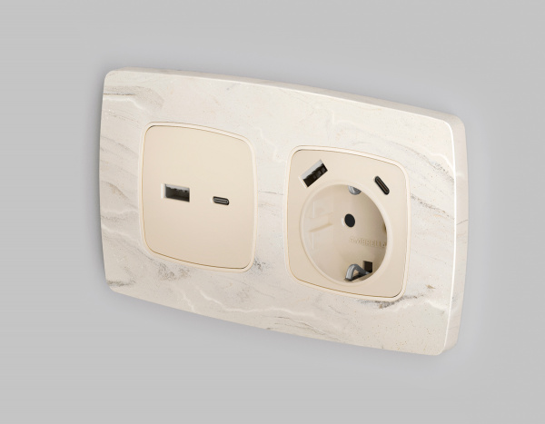 Рамка OMEGA Opera (Серо-бежевый мрамор) 2-ая OF940602