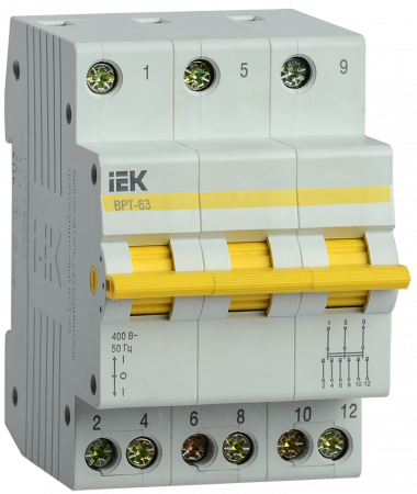 IEK KARAT Выключатель-разъединитель трехпозиционный ВРТ-63 3P 40А