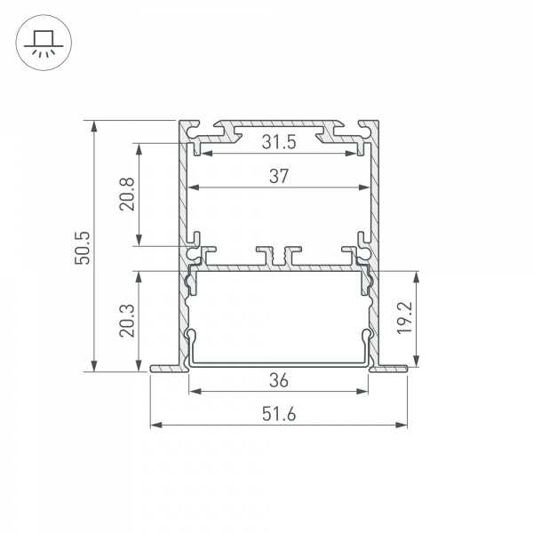 Профиль SL-LINIA52-3L-F-2000 ANOD (Arlight, Алюминий)