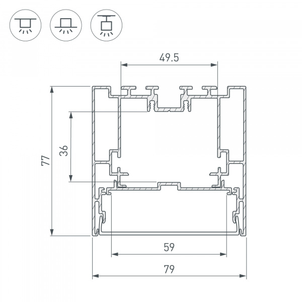 Профиль с рассеивателем Arlight S2-LINE-7977-2500 ANOD+OPAL 021174