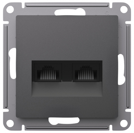 Systeme Electric AtlasDesign Базальт Розетка двойная компьютерная RJ45+RJ45, кат.5Е, механизм