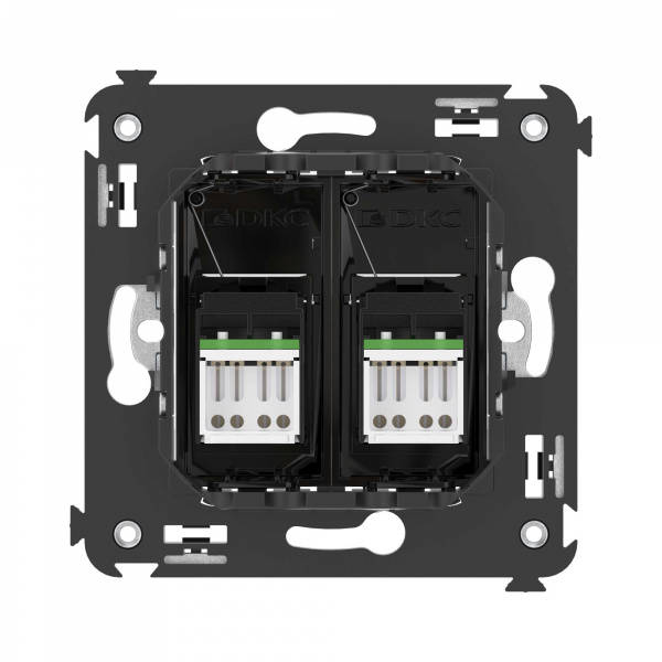 DKC Avanti Черный квадрат Компьютерная розетка RJ-45 двойная  категория  6А