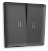 Лицевая панель ALFA (Графит Мягкое касание) для 2-клавишных выключателей с подсветкой QUANT AP9040