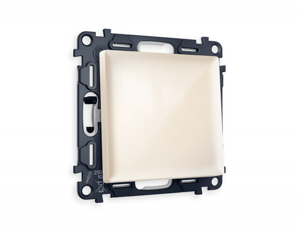 Комплект механизма 1-клавишного проходного выключателя ALFA MA301020 Бежевый глянец QUANT