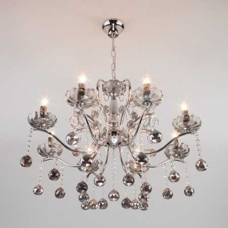 Подвесная люстра с хрусталем 10107/8 хром Eurosvet Brezza
