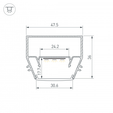 Arlight Профиль STRETCH-S-35-CEIL-CENTER-2000 (GAMMA35) (Алюминий)