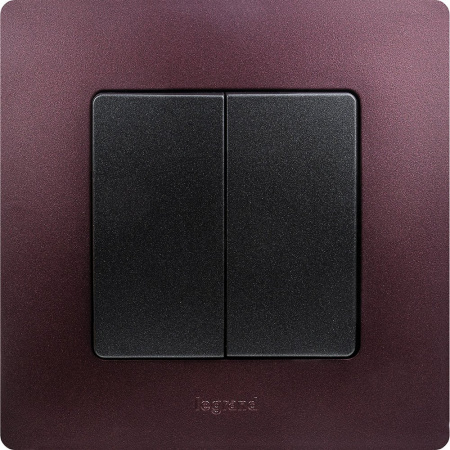 Legrand Etika Антрацит Выключатель 2-клавишный, авт.клеммы, 10 AX, 250 В