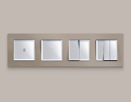 Комплект механизма 3-клавишного выключателя ALFA MA405010 Серебро глянец QUANT