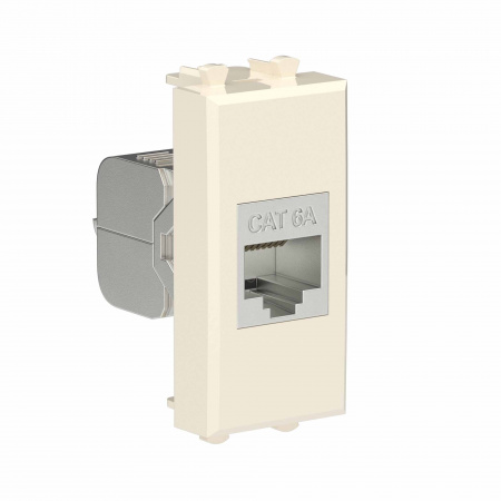 DKC Avanti Компьютерная розетка RJ-45 без шторки модульная, кат.6А экранированная, Ванильная дымка, 1 модуль