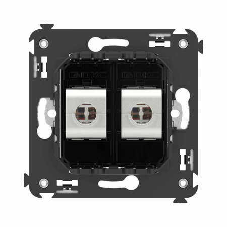 DKC Avanti Компьютерная розетка RJ-45 без шторки в стену, кат.6 двойная экранированная, Черный квадрат