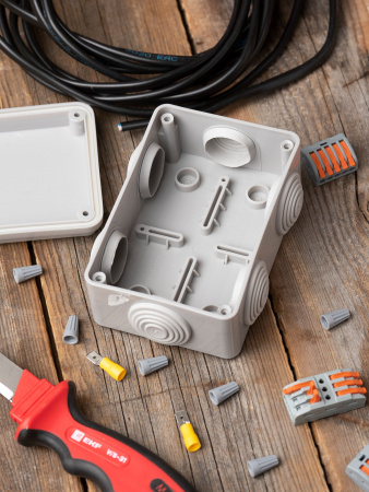 EKF PROxima Коробка распаячная КМР-050-048 пылевлагозащитная, 6 мембранных вводов, уплотнительный шнур (120х80х50)