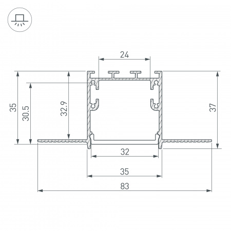 Arlight Профиль SL-LINIA32-FANTOM-3000 ANOD (Алюминий)
