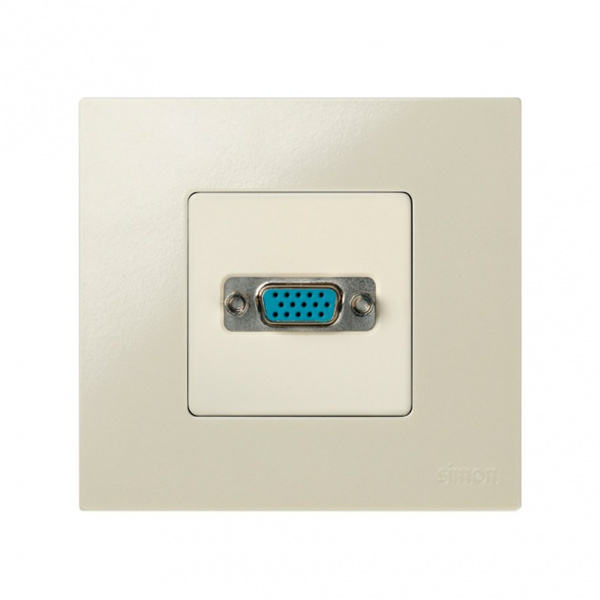 Simon 27 Мех Слоновая кость Розетка для подключения VGA-разъёма, HD15 (15pin), широкий, винты