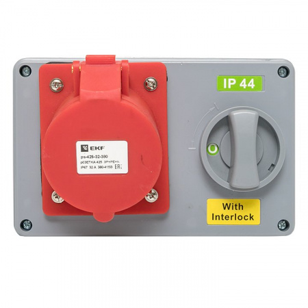 EKF Розетка с блокировкой и выключателем 1425 3Р+РЕ+N 32А 380В IP44