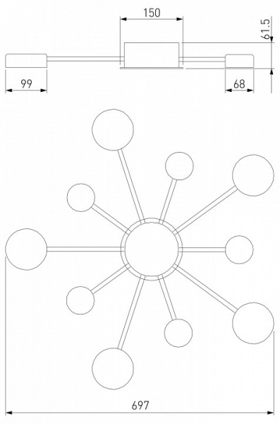 Потолочный светильник с пультом 90242/10 хром Eurosvet Nitrino