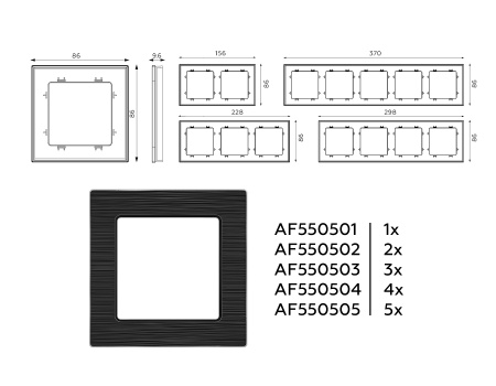 Рамка ALFA Platos (Черный Металл шлифованный) 4-ая AF550504