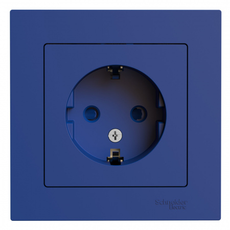 SE AtlasDesign Аквамарин Розетка с/з со шторками, 16А, в сборе