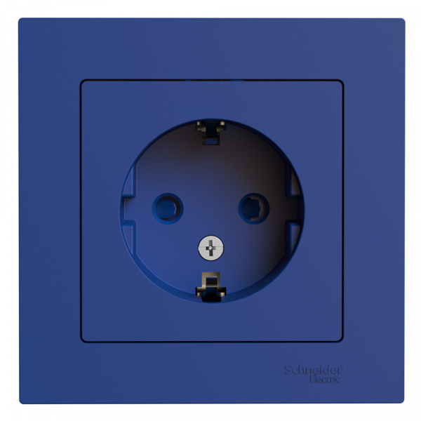 SE AtlasDesign Аквамарин Розетка с/з со шторками, 16А, в сборе