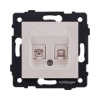 Розетка двойная RJ11 + RJ45 Cat.6, кашемир матовый Kollinger REA-011CM для Aspekt, Eleganz, Reflex