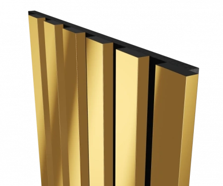 Комплект акуст.панелей, черный войлок, 1200х300х19мм, рейки ЭКОПОЛИМЕР, желтое золото/2шт