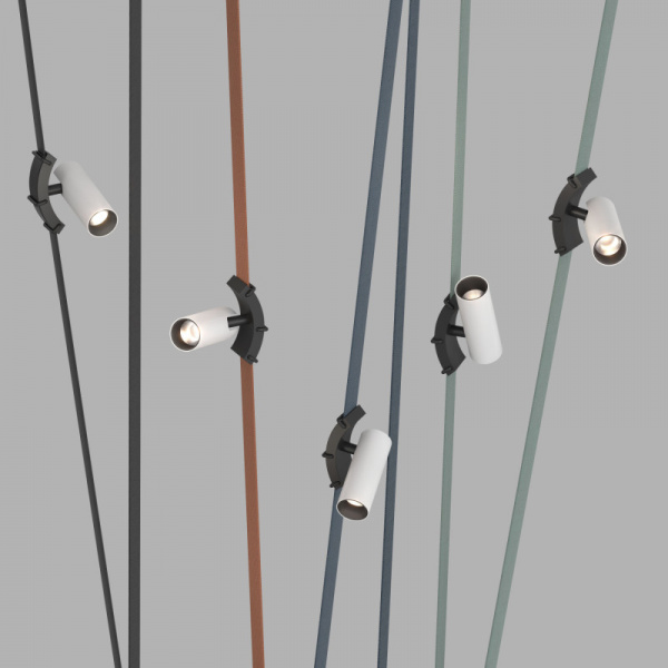 DK5546-BW+BK Поворотный светильник для трека-ремня Belty, серия Spot, со светодиодом, D35*L126.5мм, 48V DC, 7W, RA90, 30°, 4000K, IP20, белый с черным, алюминий