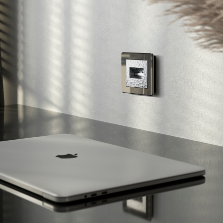 Накладка для двойной розетки Еthernet RJ-45 (Hammaer серебряный) W1291106