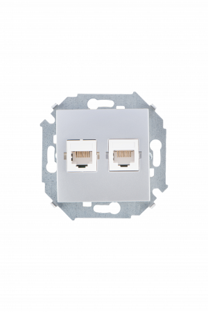 Simon 15 Алюминий Розетка компьютерная 2-ая RJ45 кат.5е