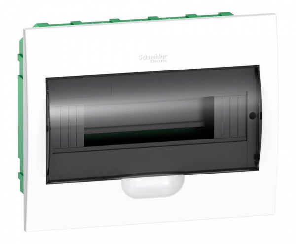 SE EASY 9 Корпус встраиваемый с прозрачной дверью 1ряд/12мод, IP40, IK07, 63А, 2 клеммы