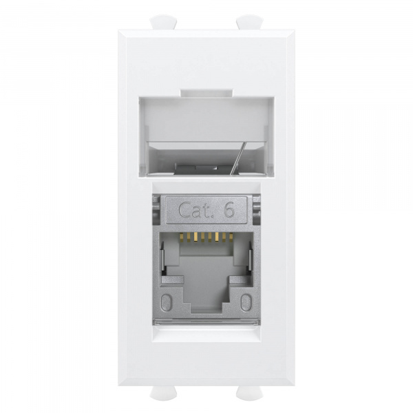 DKC Avanti Белое облако Компьютерная розетка RJ-45  категория 6 экранированная 1 модуль