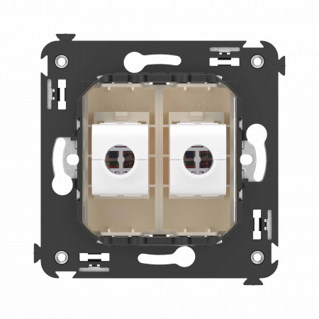 DKC Avanti Компьютерная розетка RJ-45 без шторки в стену, кат.6А двойная, Ванильная дымка