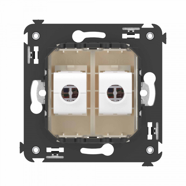 DKC Avanti Компьютерная розетка RJ-45 без шторки в стену, кат.6А двойная, Ванильная дымка