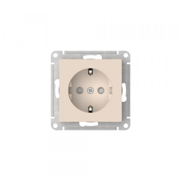 Systeme Electric AtlasDesign Бежевый Розетка с заземлением со шторками, 16А, мех., быстрозажим. клем.
