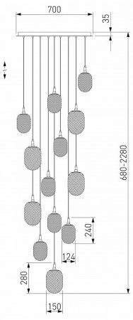 Подвесной светильник со стеклянными плафонами 50266 дымчатый/прозрачный/янтарный Eurosvet Pineapple