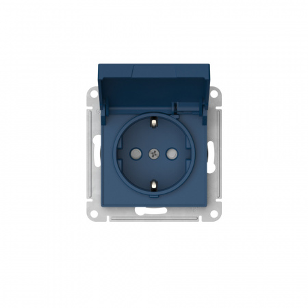 Systeme Electric AtlasDesign Аквамарин Розетка с заземл. со шторк. с крышкой, 16А, IP20, мех., быстрозажим. клем.