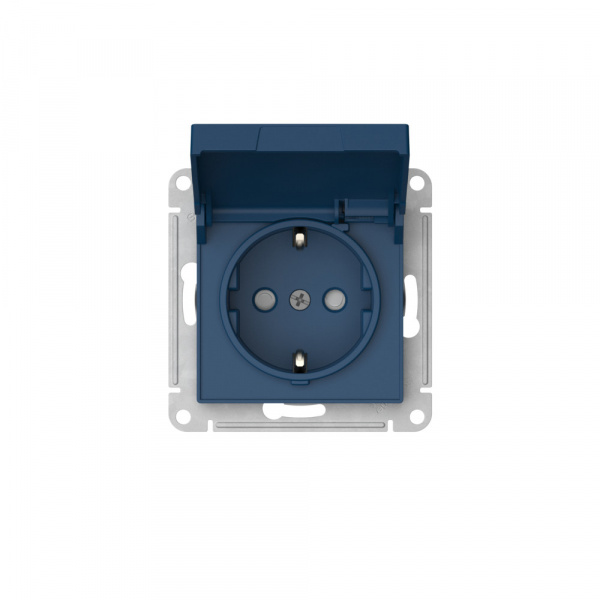 Systeme Electric AtlasDesign Аквамарин Розетка с заземл. со шторк. с крышкой, 16А, IP20, мех., быстрозажим. клем.