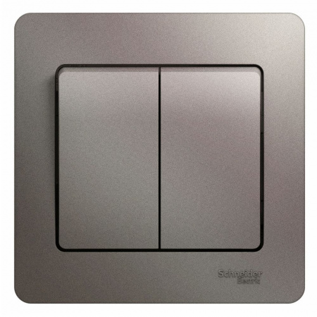 SE Glossa Платина Выключатель 2-клавишный сх.5, 10AX (в сборе)