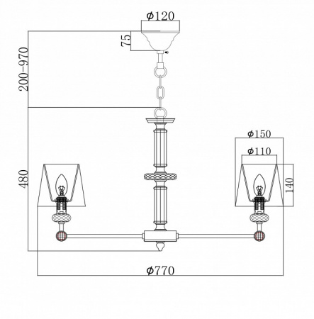Люстра MOD018PL-08CH Maytoni Riverside